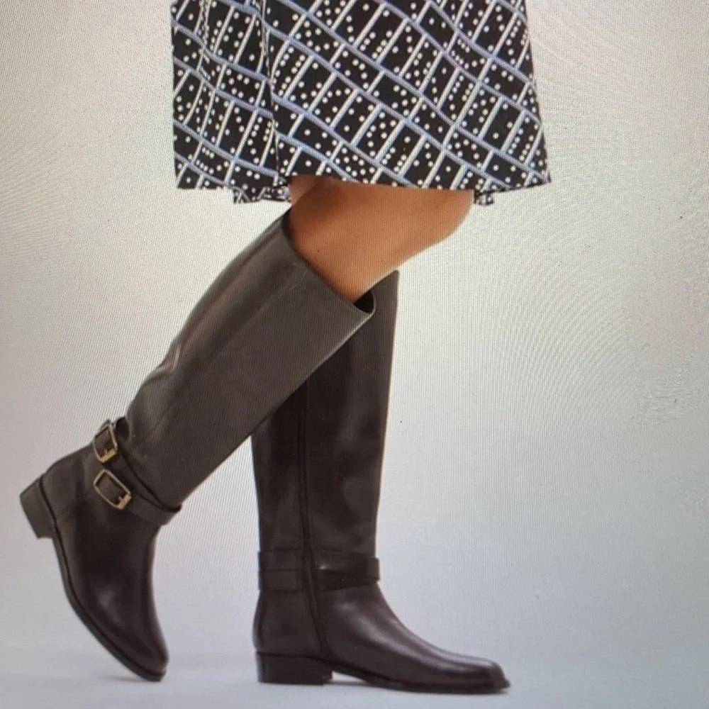 NWT L.K. Bennett Brogan dark brown leather tall equestrian  riding boots Sz 38